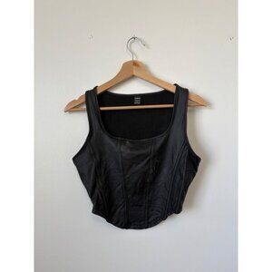 Women's SHEIN Faux Leather Crop Top – Black – Size Small